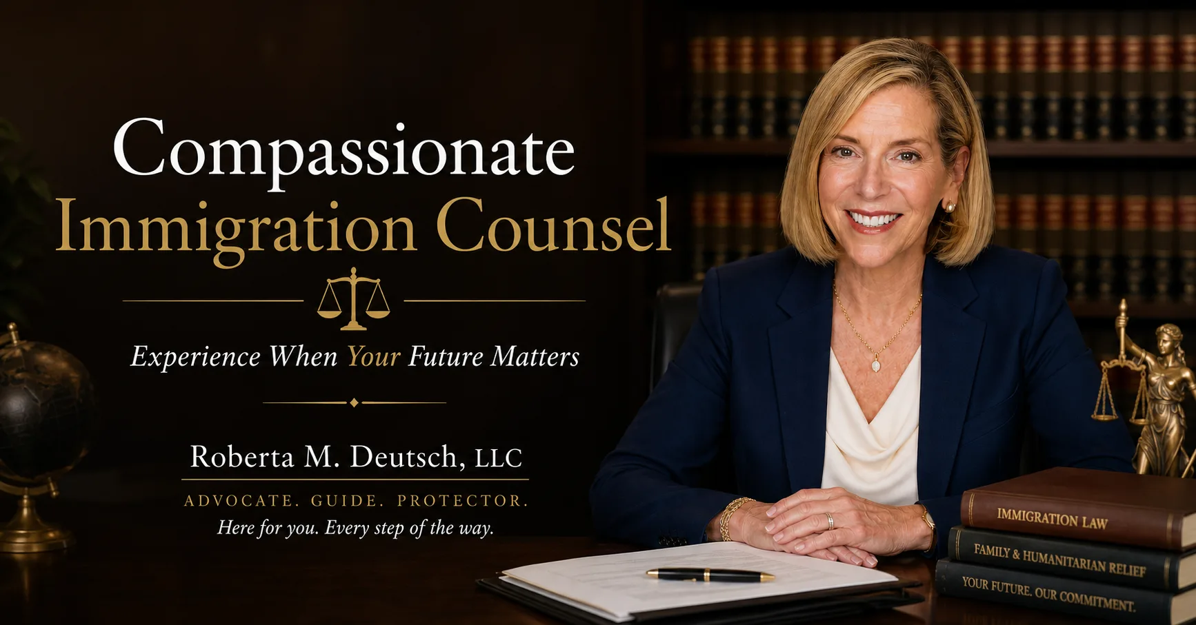 Roberta M. Deutsch, LLC — compassionate immigration counsel. Experience when your future matters. Here for you, every step of the way.
